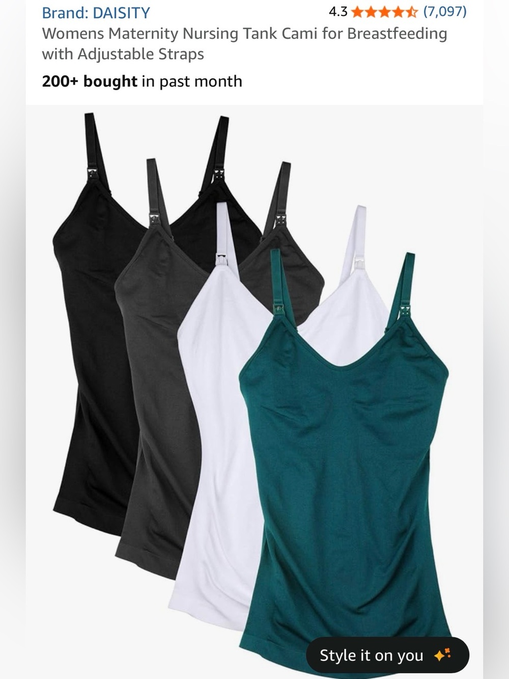 Womens Maternity Nursing Tank Cami for Breastfeeding with Adjustable Straps